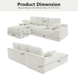 English Elm White Corduroy Compact Sofa Soft Upholstered Seating for Casual Scandinavian Living Rooms W3612S00013