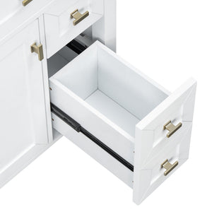 English Elm "24'' 24 Inch Glossy Freestanding Bathroom Vanity with Gold Hardware and Soft Close Storage White Rubberwood N725P448529K