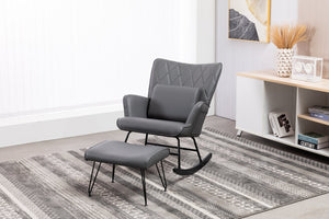 English Elm Rocking Glider Chair with Ottoman and Lumbar Pillow for Nursery or Living Room B205P205672
