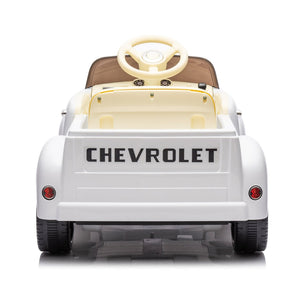 English Elm 12v Chevrolet 3100 Licensed Vintage Pickup Ride on Truck with Led Lights and Parent Remote White W1578P214179