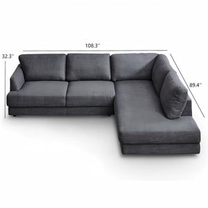 English Elm Ashcroft Furniture - Glander Cozy Right-Facing Sectional Sofa In Grey - Modern Comfort, Durable Design For Any Space B183S00038