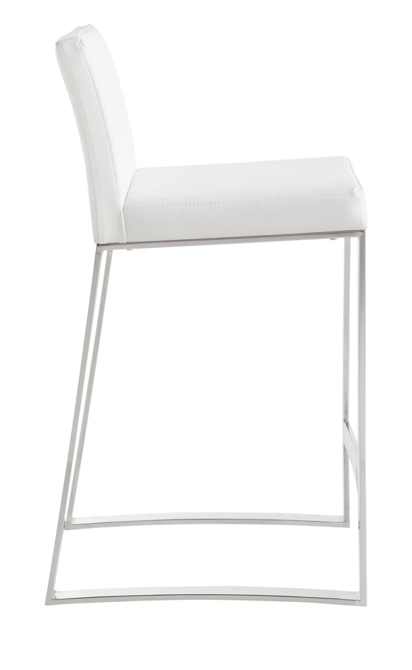 Sunpan Architect Contemporary Barstool with Polished Stainless Steel Base for Urban Dining Spaces White