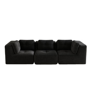 English Elm Modern Corduroy Modular Sectional Sofa Deep Seat Tufted Piping No Assembly Required Black W714S01789