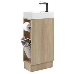 English Elm 16 16 inch bathroom vanity sink combo for small spaces with stone sink, soft-close doors, storage pockets Natural Ash 19.3 L x 13 W x 30.7 H W3520P327621
