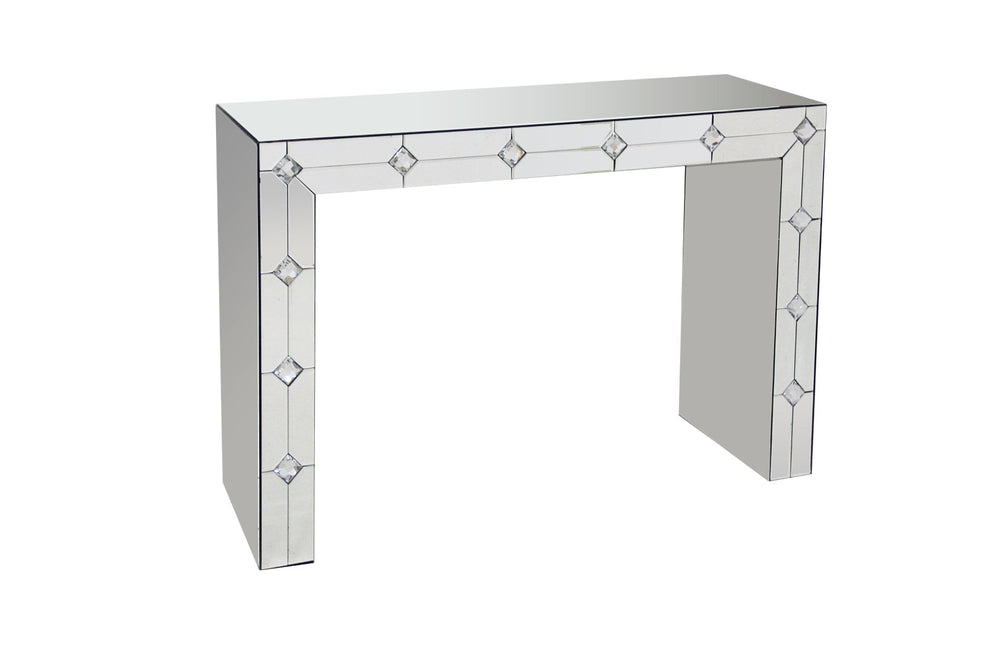 English Elm Hessa Glam Mirrored Console Table with Rhinestone Inlay for Entryway Decor B2726P446690