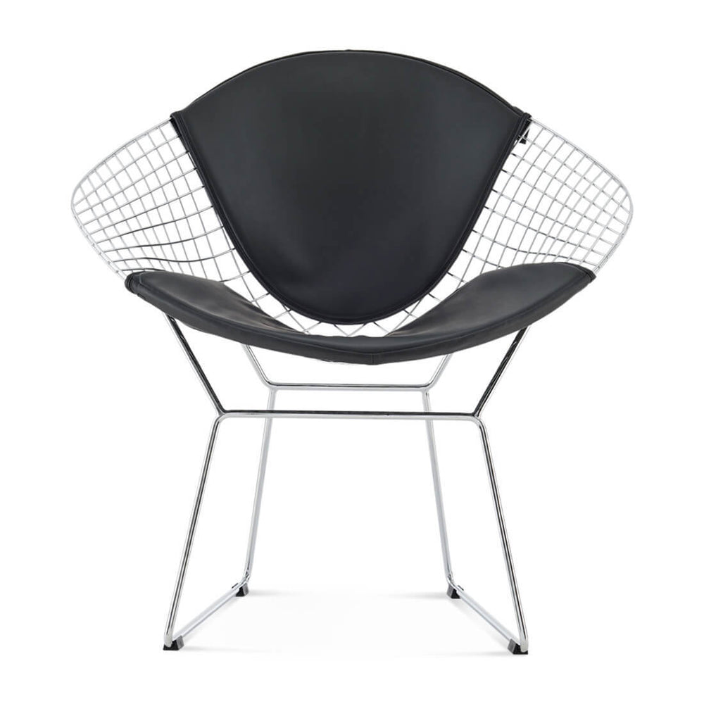English Elm Diamond Chair Chrome Frame - Handwired Steel Diamond Design, PU Seat, 28x22x27, Chrome Finish B353P375976
