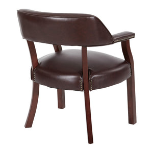 OSP Home Furnishings Traditional Guest Chair with Brass Nailhead Trim and Mahogany Frame for Office Use TV230-JT4