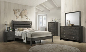 English Elm Grey Queen Sleigh Bed with Slatted Panel Headboard, Tapered Wooden Legs, Gray Finish, Durable Support B062S00450