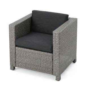 English Elm Christopher Knight Home® - Puerta Outdoor Club Chair Set - 4 Contemporary Faux-Rattan Chairs With Cushions For Patios & Decks 52979.00BLKMP4