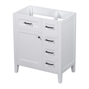 English Elm 30" Modern Bathroom Vanity Cabinet Base with 3 Drawers, Solid Frame MDF, Undermount Ready, 200lb Capacity White WF321000AAK