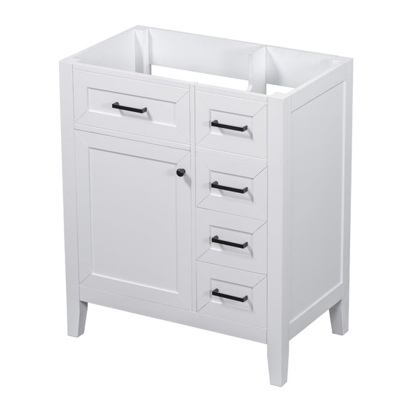 English Elm 30" Modern Bathroom Vanity Cabinet Base with 3 Drawers, Solid Frame MDF, Undermount Ready, 200lb Capacity White WF321000AAK