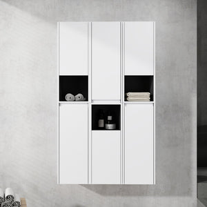 English Elm 12" Bathroom Side Cabinet - Sleek Wall-Mounted Storage With Soft-Close Doors & Modern Design W999S00283