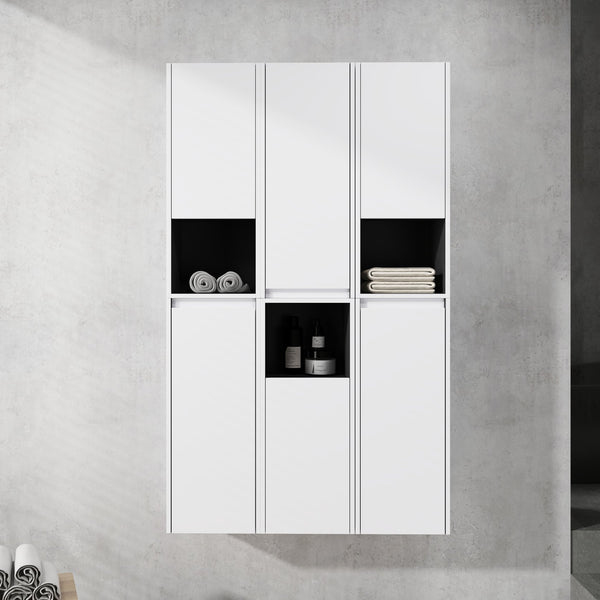English Elm 12" Bathroom Side Cabinet - Sleek Wall-Mounted Storage With Soft-Close Doors & Modern Design W999S00283