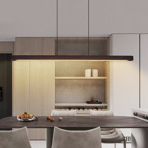 English Elm 51-Inch Walnut Wood Modern Led Pendant Light – Adjustable Fixture For Dining, Kitchen & Living Spaces W2312P375018