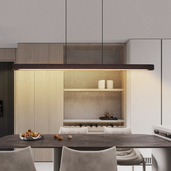 English Elm 51-Inch Walnut Wood Modern Led Pendant Light – Adjustable Fixture For Dining, Kitchen & Living Spaces W2312P375018