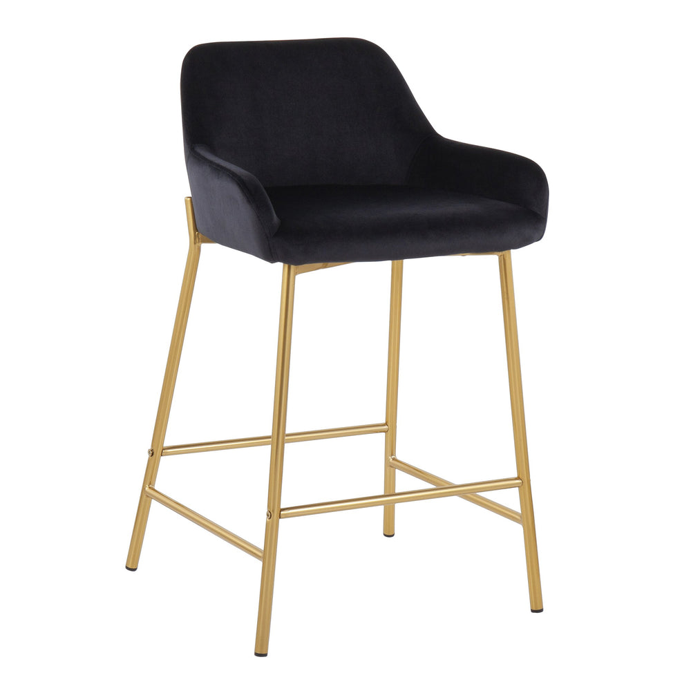 English Elm Daniella Stylish Velvet Counter Stool Set Of 2 – Glam Gold Metal Frame For Kitchen & Bar Seating B202S00041