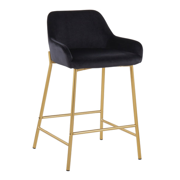 English Elm Daniella Stylish Velvet Counter Stool Set Of 2 – Glam Gold Metal Frame For Kitchen & Bar Seating B202S00041