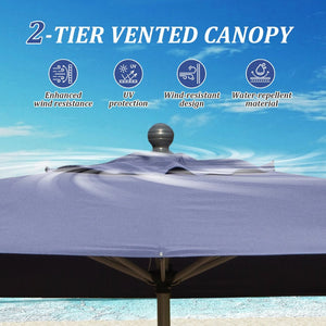 English Elm Rectangle Patio Umbrella With Crank Lift & Adjustable Tilt - Navy Blue Shade For Outdoor Spaces W1859P320955-GIGA