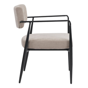 English Elm Nora Upholstered Dining Arm Chair with Black Metal Legs Mid-century Modern Style N776P272040D