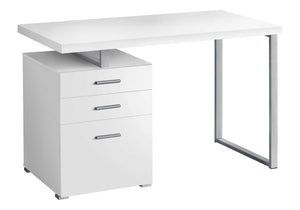 English Elm Computer Desk Reversible 48" Home Office Workstation with File Drawer, Closed Storage, Modern Look White 52 L x 27 W x 7 H B2710P219587