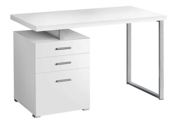 English Elm Computer Desk Reversible 48" Home Office Workstation with File Drawer, Closed Storage, Modern Look White 52 L x 27 W x 7 H B2710P219587