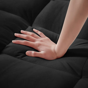 English Elm 3-in-1 Sofa Bed with USB & Cup Holders, Velvet Convertible Sleeper Chair with 3 Angles for Small Spaces Black W1359P336105