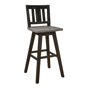 English Elm Pub Height Swivel Chairs Set Of 2 - Distressed Gray & Black Rustic Rubberwood Bar Furniture B011P194915-GIGA