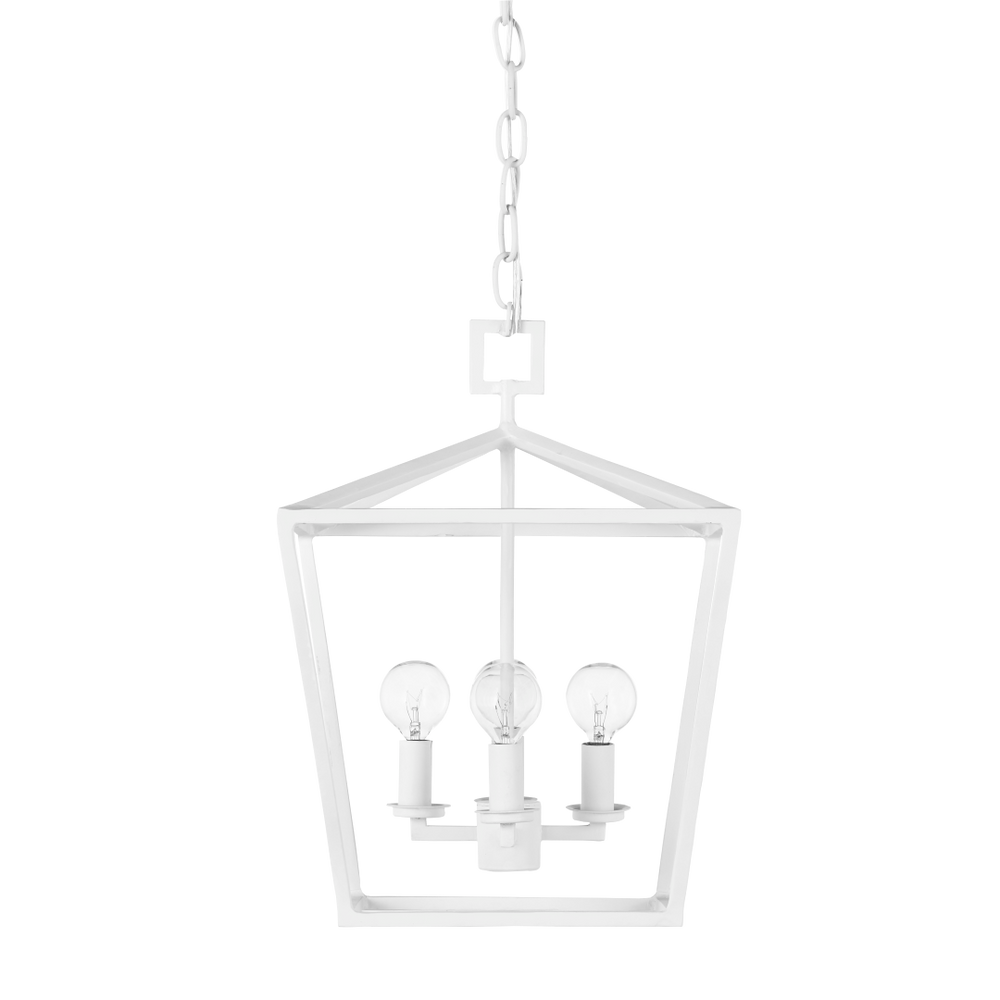 Denison Medium White Lantern - Elegant Hammered Wrought Iron Fixture for Modern Home Décor