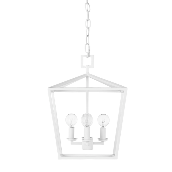 Denison Medium White Lantern - Elegant Hammered Wrought Iron Fixture for Modern Home Décor