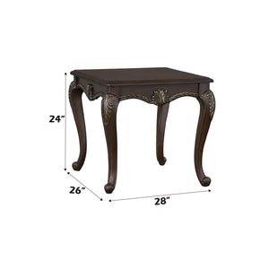 English Elm Pierce Elegant Cherry Finish End Table with 25mm Thick Top, Floral Trim, Tufted Accents, Durable Build Cherry 41 L x 31 W x 8 H B2726P266119