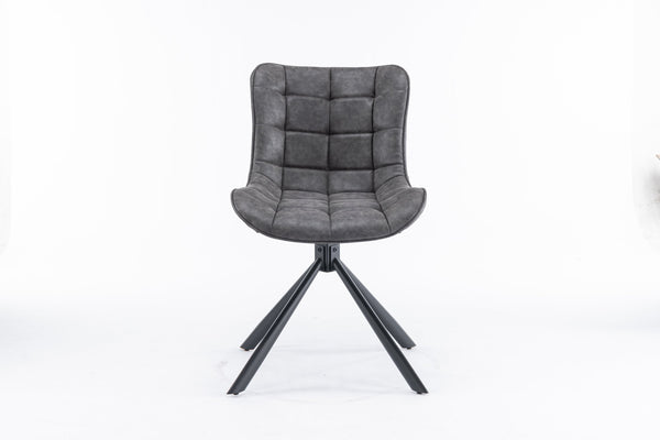 English Elm Mid-Century Modern Swivel Dining Chair Set Of 2 - Adjustable Height, Tufted Faux Leather Accent Chairs T3903P405995