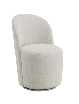 English Elm 5-piece Round Marble Look Table and Boucle Swivel Chair Dining Set for Four B2726S00573
