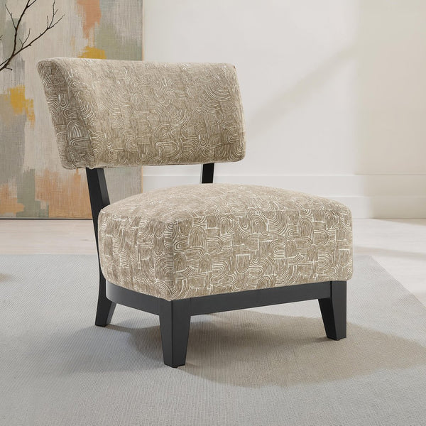English Elm Contemporary Sculpted Barrel-Back Arm Chair with Smooth Casters, Neutral Textured Upholstery, Stylish Accent Seating Beige 38 L x 29 W x 35 H B2741P401404