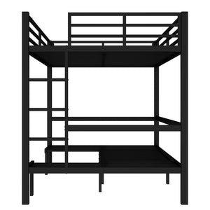 English Elm Queen Metal Bunk Bed - Versatile Queen-Over-Queen With Pull-Out Lower Section & Safety Rails, Black W1580S00208-GIGA