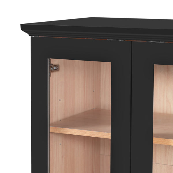 English Elm 67.2" Tall Bathroom Storage Cabinet with Tempered Glass Doors, Adjustable Shelves, Soft-Close Hinges and Anti-Tip Safety Black N729P310006B