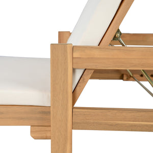 English Elm Christopher Knight Home® - Outdoor acacia chaise lounge with adjustable recline, durable hardwood frame and water‑resistant cushion comfort Cream Color,Light Teak 52.25 L x 28.5 W x 8.75 H N776P266158C