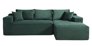 English Elm 2-Piece Convertible Corduroy L-Shaped Sectional Sofa With Pillows - Stylish, Space-Saving Comfort B2735P384507