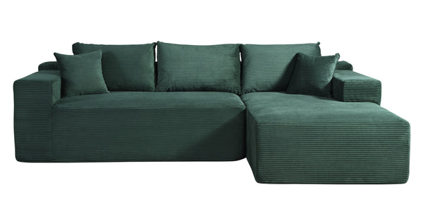 English Elm 2-Piece Convertible Corduroy L-Shaped Sectional Sofa With Pillows - Stylish, Space-Saving Comfort B2735P384507