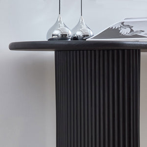 English Elm Length 59 Inch Mdf Wood Veneer Console Table Brushed Gold Steel Base Modern Entryway Black W2582P406099