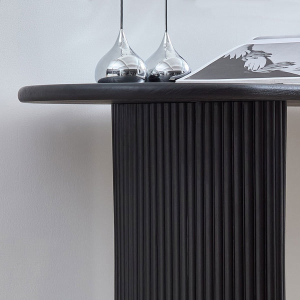 English Elm Length 59 Inch Mdf Wood Veneer Console Table Brushed Gold Steel Base Modern Entryway Black W2582P406099