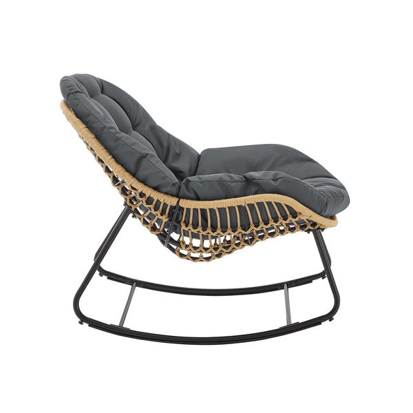 English Elm Benson 3-Piece Lounge Chair Set Gray — Weatherproof PE Rattan, Tufted Cushions, Glass Table, UV Resistant B365P397652