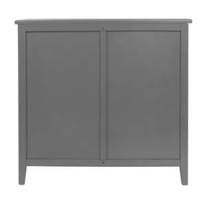 English Elm 3 Drawer Cabinet Solid Wood Veneer & Natural Rattan Finish, Hand-Painted Detail, Anti-Slip Feet for Bedroom Living Room Study (34x18x10 in) Gray W68858065