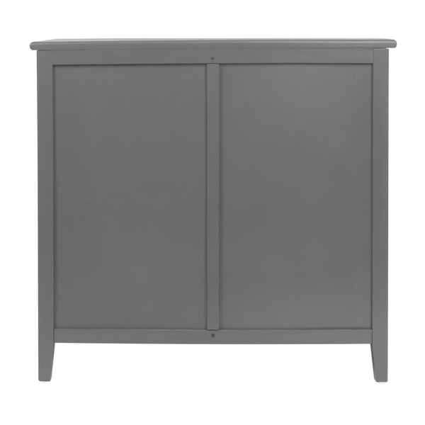 English Elm 3 Drawer Cabinet Solid Wood Veneer & Natural Rattan Finish, Hand-Painted Detail, Anti-Slip Feet for Bedroom Living Room Study (34x18x10 in) Gray W68858065