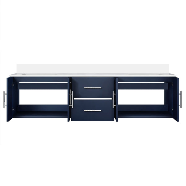 English Elm Navy 72" Double Bath Vanity with Cultured Marble Top, Solid Wood, Soft-Close Drawers & Ample Storage B2731P258706