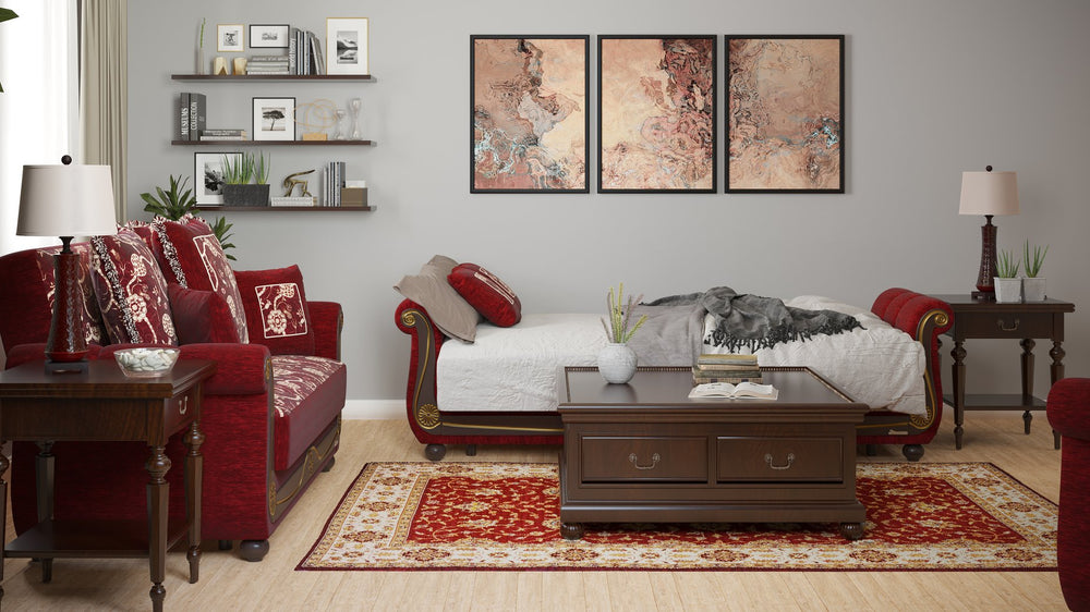 English Elm PrimeNest Timberline Collection Upholstered Convertible Sofabed with Storage Chenille Fabric, Space-Saving Comfort and Durable Craftsmanship Burgundy B030P286550