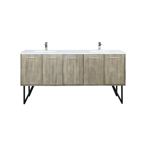 English Elm Rustic Acacia Double Bath Vanity With White Quartz Top & Brushed Nickel Faucet For Modern Elegance B2731P259639-GIGA