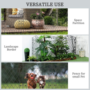 English Elm Outsunny Steel Garden Fence Panels 4 Pack Rust Resistant Decorative Vine Border Yard W2225P217553