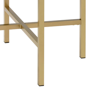English Elm Mithea Oak Top End Table with Gold Metal Base — Round Tray Design, 0.75" Thick MDF, Stylish Accent B2726P270972