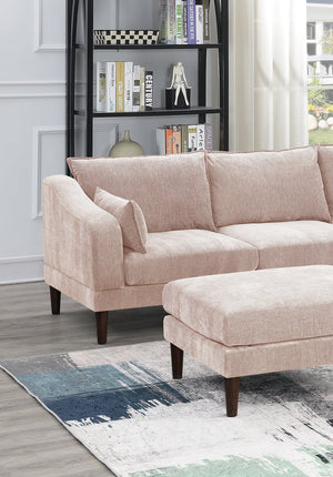 English Elm Contemporary 5-Piece Modular Sectional Sofa Set in Blush Morgan Fabric — Plush, Versatile L-Shaped Design Pink 33 L x 27 W x 14 H B011S01578