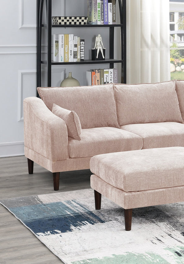 English Elm Contemporary 5-Piece Modular Sectional Sofa Set in Blush Morgan Fabric — Plush, Versatile L-Shaped Design Pink 33 L x 27 W x 14 H B011S01578